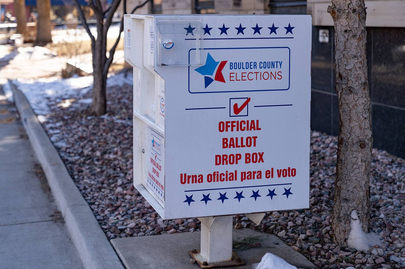 An official ballot drop box in Boulder County, Colorado. Eagle County voters may return a ballot to any county-controlled drop box in Colorado by 7 p.m. on Nov. 3, according to the county elections office, and Saturday's Edwards event ends with a march to the drop box at Eagle County Commons.