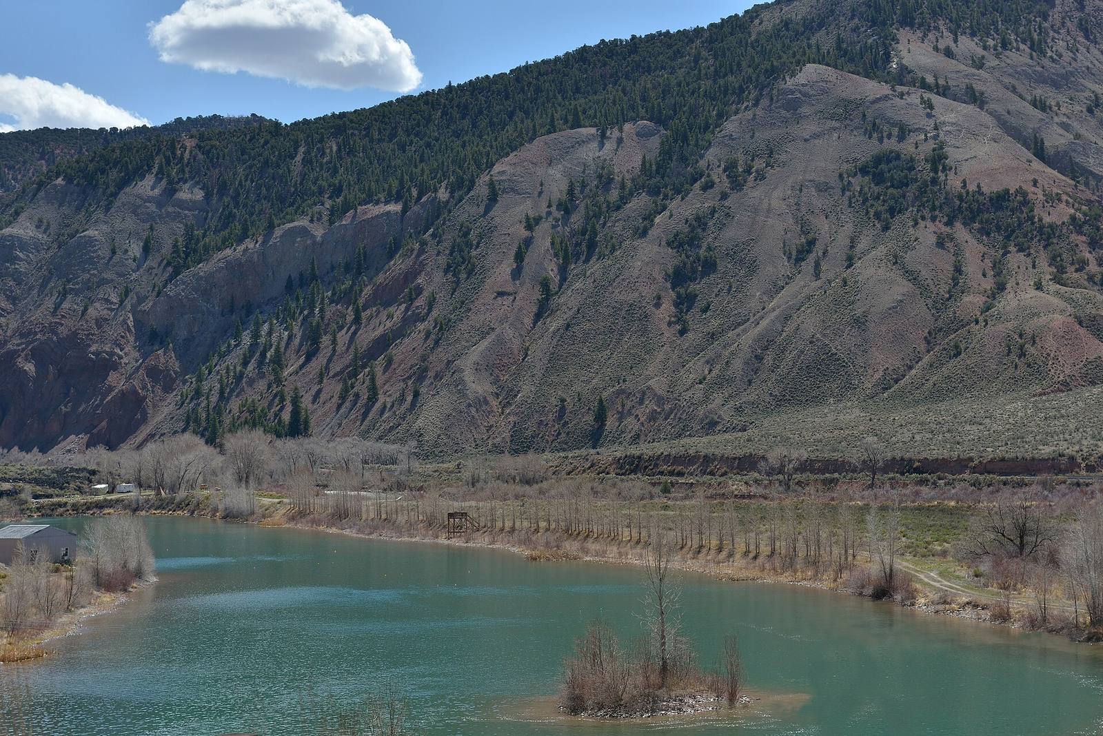 A lake at Dotsero, where the Eagle River meets the Colorado River at the western edge of Eagle County. Water leaving the county here is already spoken for many times over, the report argues, by compacts, diversions and downstream demand.
