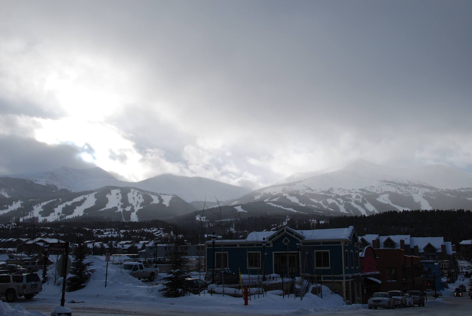 Breckenridge Ski Resort's slopes rise behind the town of Breckenridge in a file photograph. The resort, owned by Vail Summit Resorts, is where the December 2020 snowboarder and snowmobile collision at the center of Litterer occurred.
