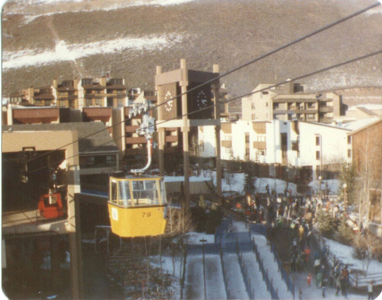 Vail Village in 1983, seen from the gondola line.